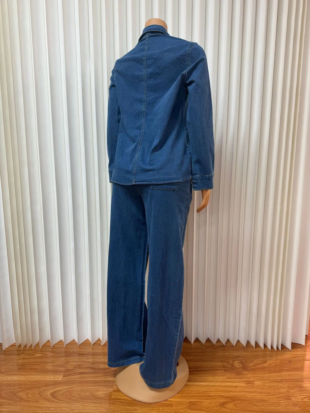 MarieKumax Denim Pant Set Women Two Piece Sets Matching Sets Streetwear Casual Loose Shirt Wide Leg Long Pants High Waist Y2k Mom Jeans