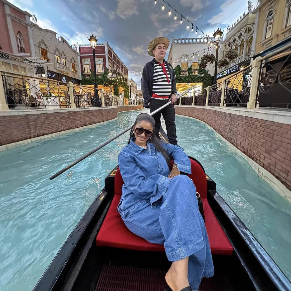 MarieKumax Denim Pant Set Women Two Piece Sets Matching Sets Streetwear Casual Loose Shirt Wide Leg Long Pants High Waist Y2k Mom Jeans