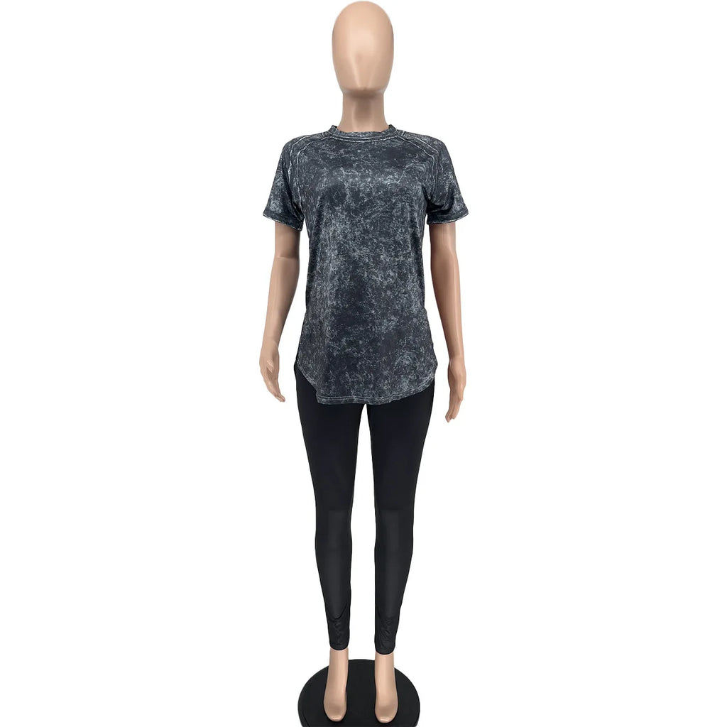 MarieKumax 2 Piece Set Clothes For Women Spring Summer Casual Short Sleeve O-neck Polyester Top Long Pant Matching Sets Dashiki Outfits