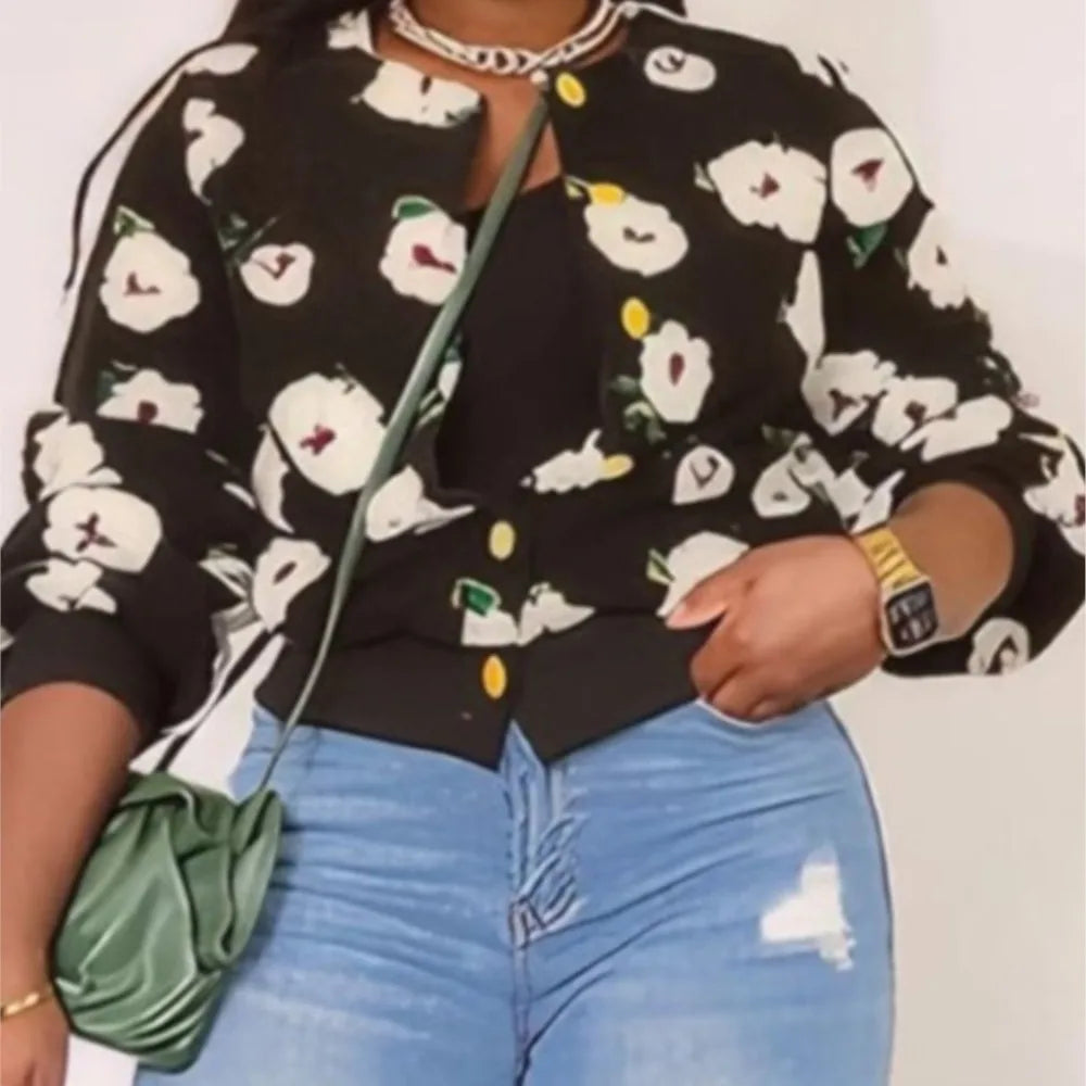 MarieKumax Fashion Plush Jacquard Long Sleeve O Neck Jacket Women's Coat Autumn Winter New Casual Loose Sports Jacket Cardigan Coat Female