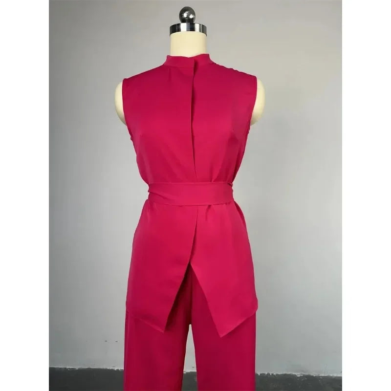 MarieKumax Rose Shirt Top & Cuffed Pants Set Women Wide Leg Pant Sets Two Piece Set Loose O Neck High Waist Elegant Trousers Suits Y2k