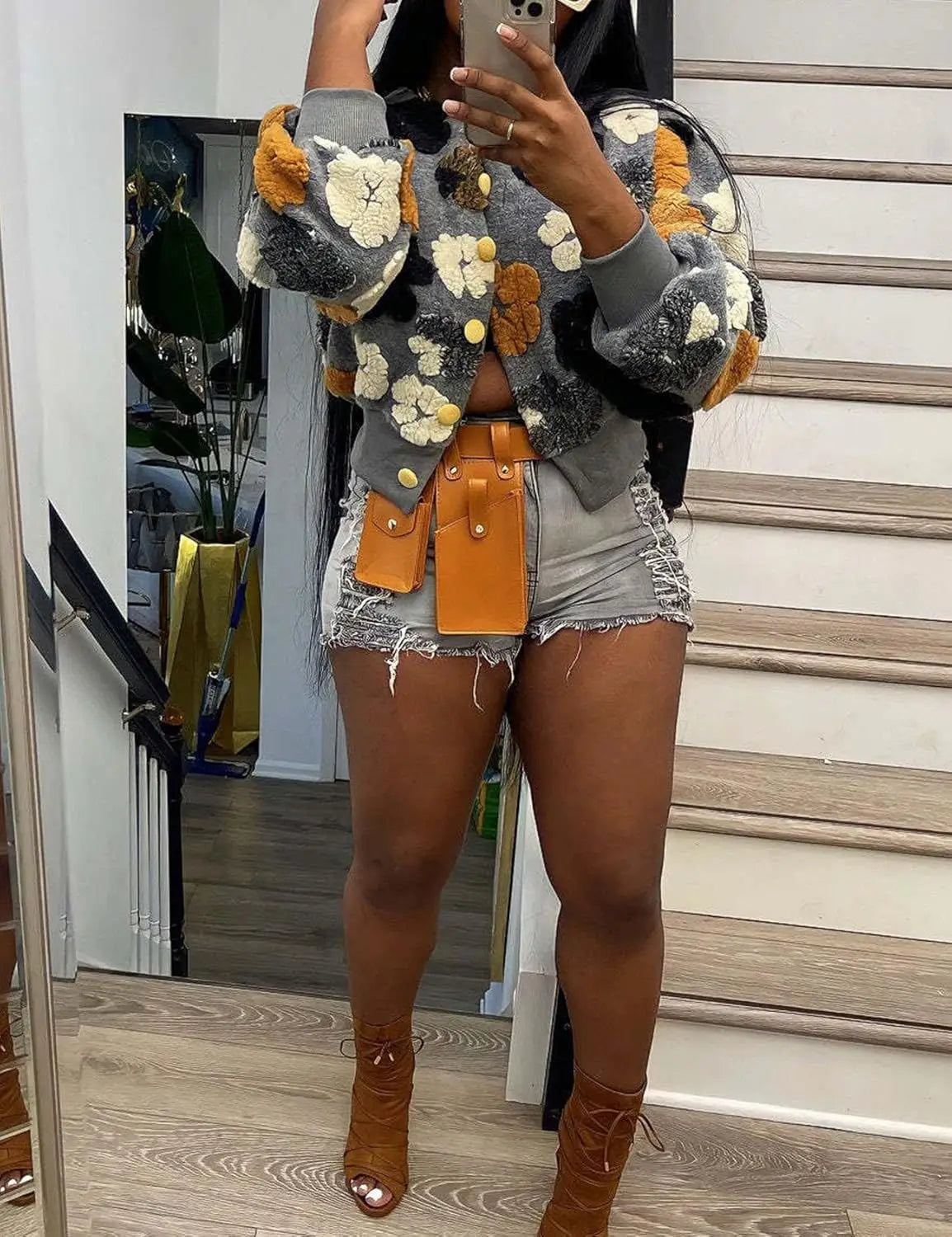 MarieKumax Fashion Plush Jacquard Long Sleeve O Neck Jacket Women's Coat Autumn Winter New Casual Loose Sports Jacket Cardigan Coat Female